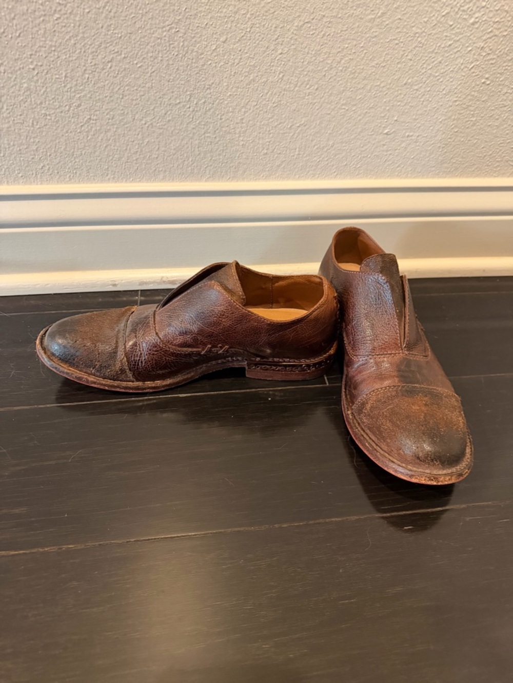 Bed Stu Brown Leather Slip-On Flats